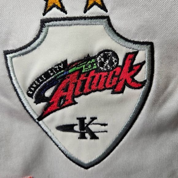 Vtg Kansas City Attack Jersey Mens Sz XL White Diadora NPSL Soccer Sosa #17